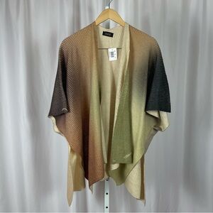 NEW Anthro Saachi One Size Tan Knit Ombre Wrap Cardigan Poncho Sweater Top